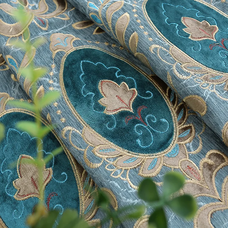 

Whole Light-Shielding European Chenille Thick Embroidered Curtains Atmosphere Villa Living Room Bedroom Custom Window Coverings