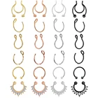 Поддельные кольцо для носа клипса на Нержавеющаясталь кольца для пирсинга перегородки носа ювелирное изделие Non Имитация пирсинга серьги, Надеваемые На ушной хрящ губ кольца искусственной пирсинг