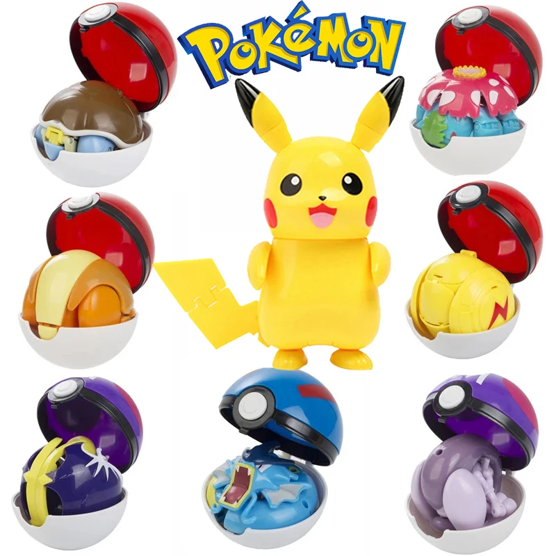 

TOMY Покемон экшн-фигурки Pokeballs трансформер аниме шар Пикачу; Чаризард Mewtwo Venusaur Gyarados go детские игрушки на день рождения