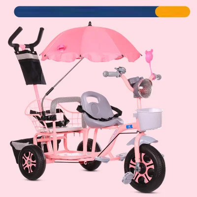 Baby Stroller Child Double Tricycle Bicycle Baby Twin Stroller Baby Twins 0-3Y 4-6Y Lightweight and Versatile - Цвет: H