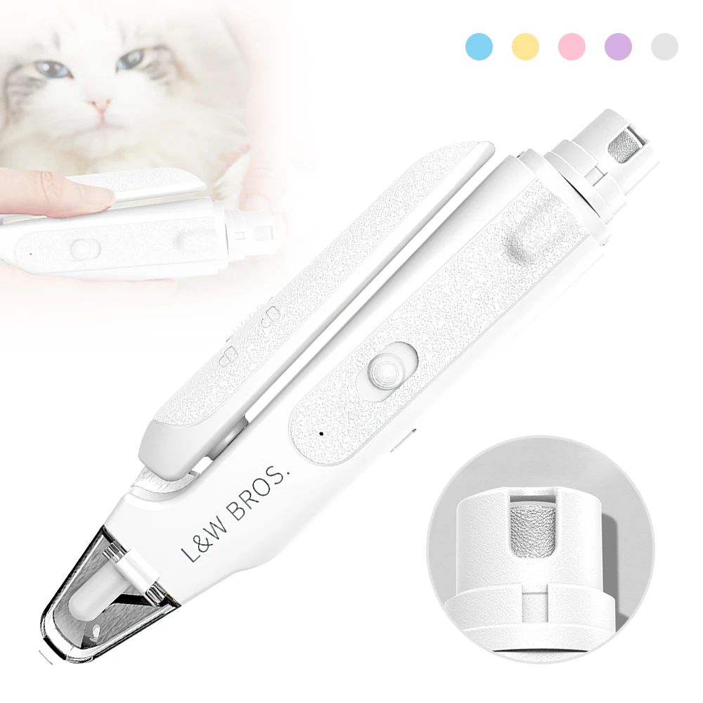 

2 in 1 Pet Nail Grinder Electric Dog Nail Clipper With LED Light USB Rechargeable Ultra Quiet Cat Nail Trimmer Grooming Tool