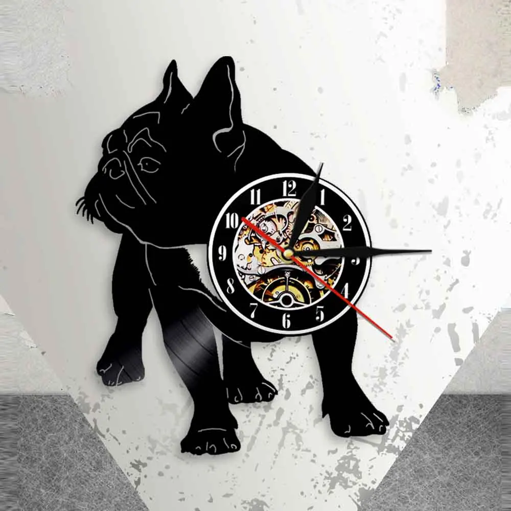Настенные часы с изображением французского бульдога собаки виниловой пластиной