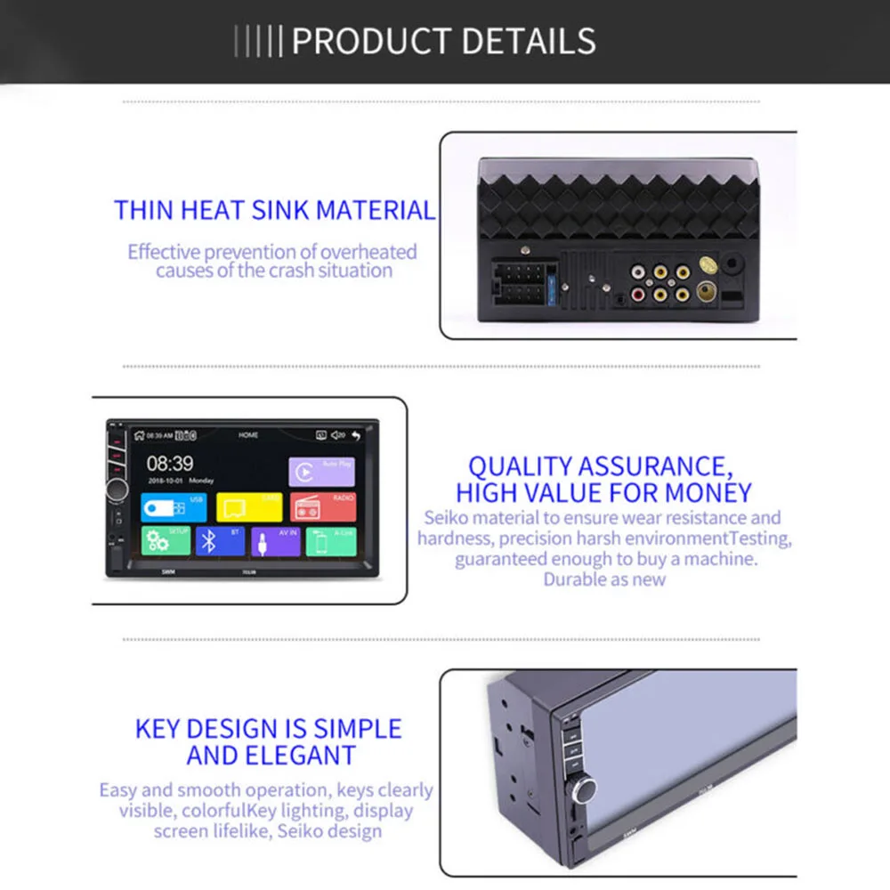 Автомагнитола Carplay 2 Din Bluetooth Android 7 &quotсенсорный экран видеоплеер MP5 USB TF стерео