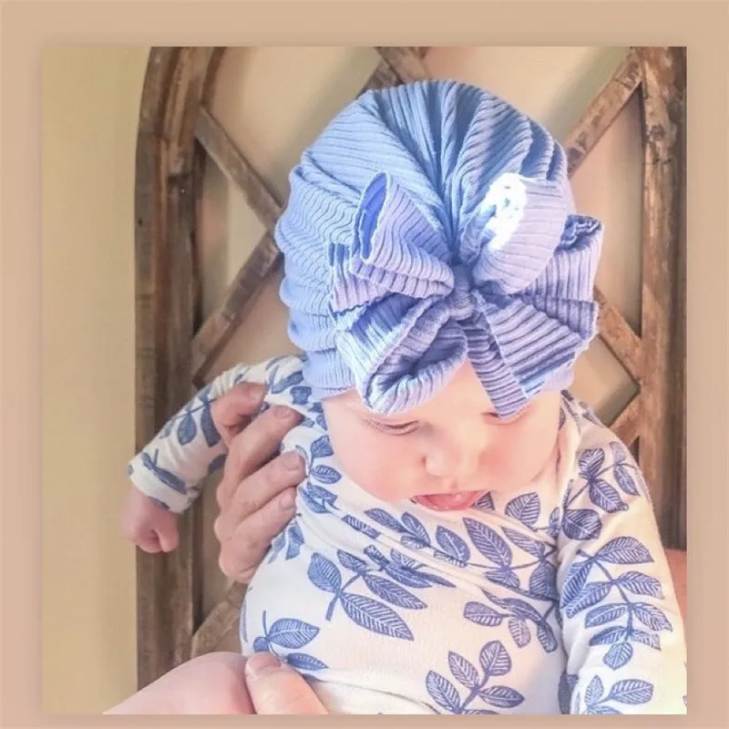 

2021 Spring, Summer and Autumn Bow Indian Turban Children's Pit Cotton Europe America Newborn Hats for Baby Boy