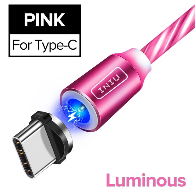 For Type C Pink INIU световой поток магнитного освещения USB кабель для iPhone XR X 7 8 микро Тип C зарядное устройство Быстрая зарядка магнит зарядка USB-C тип-c - Цвет: For Type C Pink