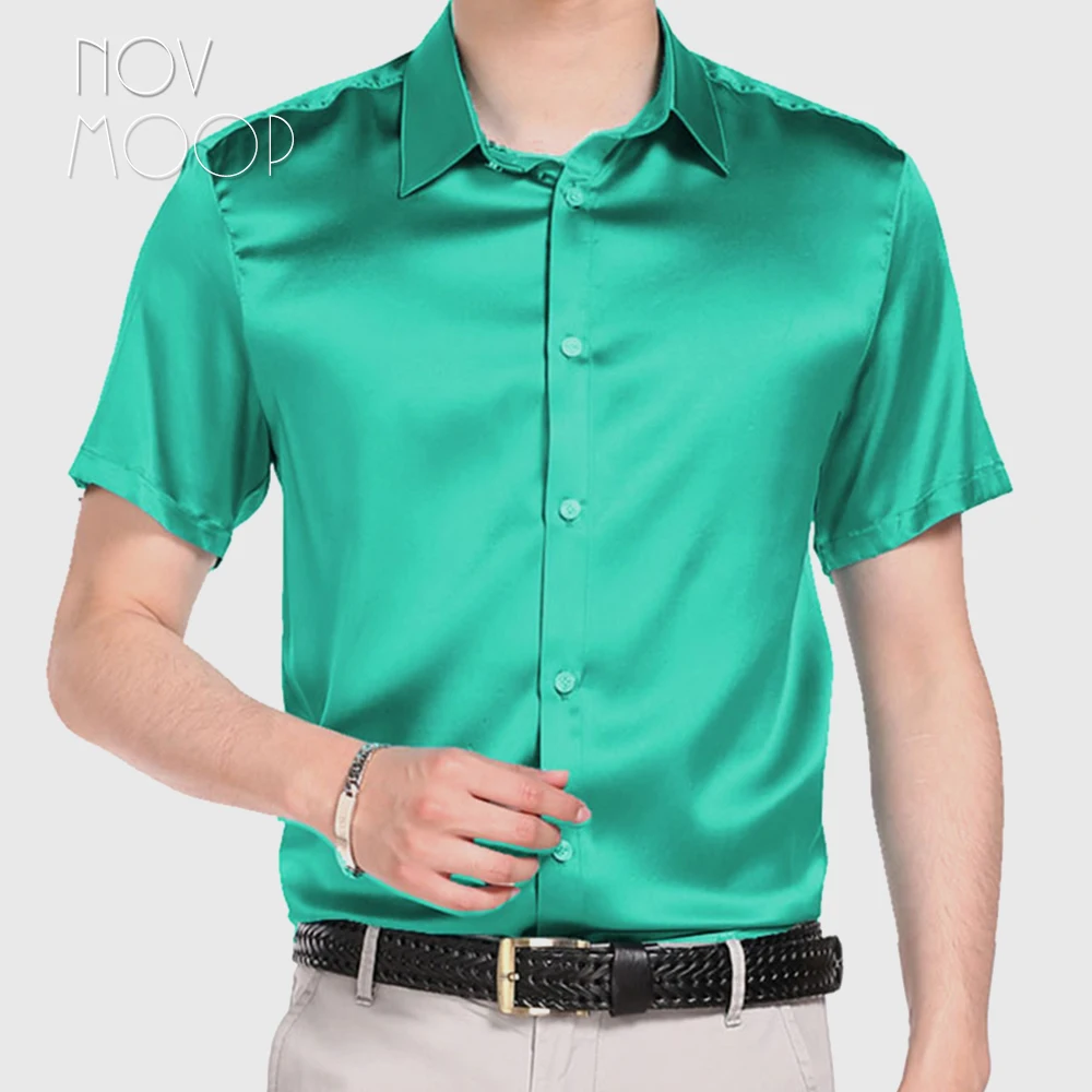 Multi color solid natural silk shirts short sleeve business shirt cheap chemise homm camiseta masculina vetement homme LT1498