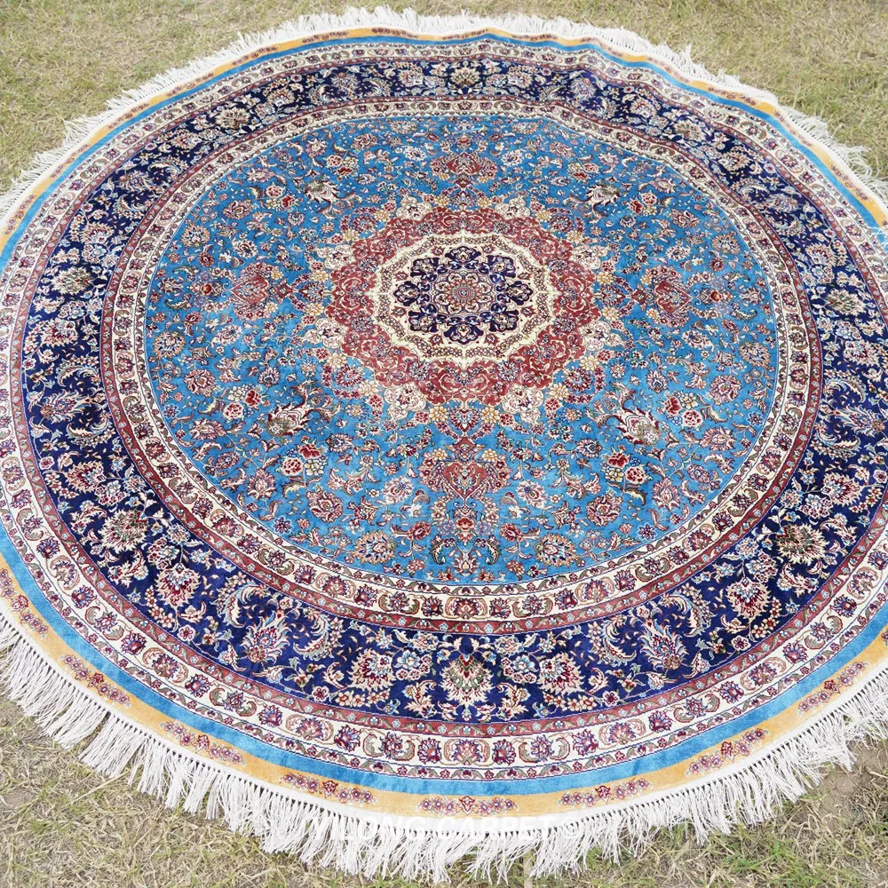Традиционный персидский синий медальон Yilong 6 'x 6' круглые восточные коврики