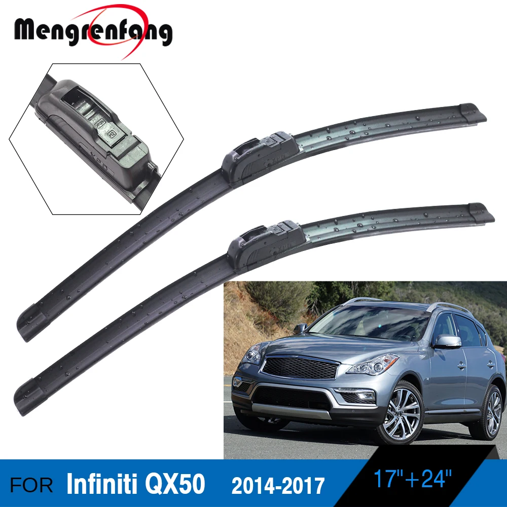 

Car Soft Rubber Wiper Blades Frameless Front Windscreen Wiper For Infiniti QX50 2014 2015 2016 2017