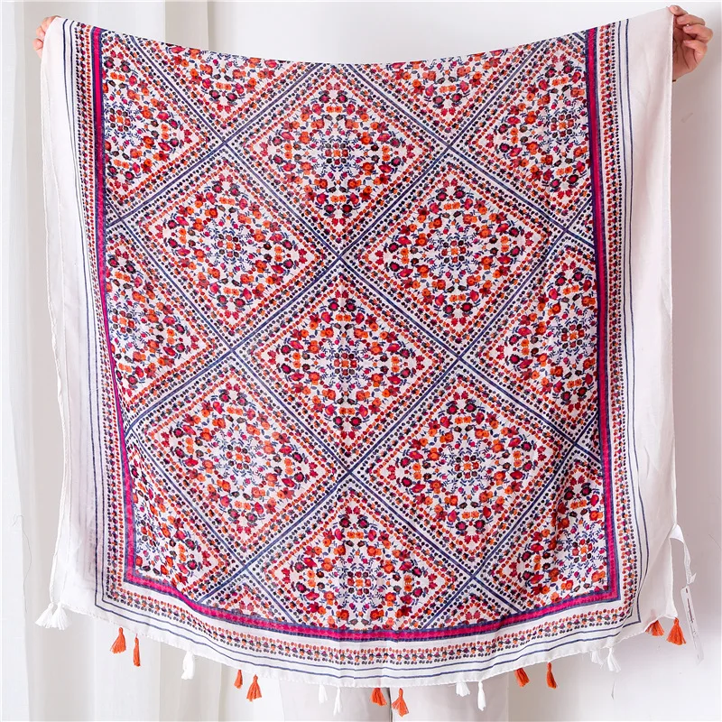 KYQIAO женский шарф с этническим принтом женские осенние Длинные boho печать шарф глушитель Пашмины Шаль для мусульманский хиджаб шарф-снуд