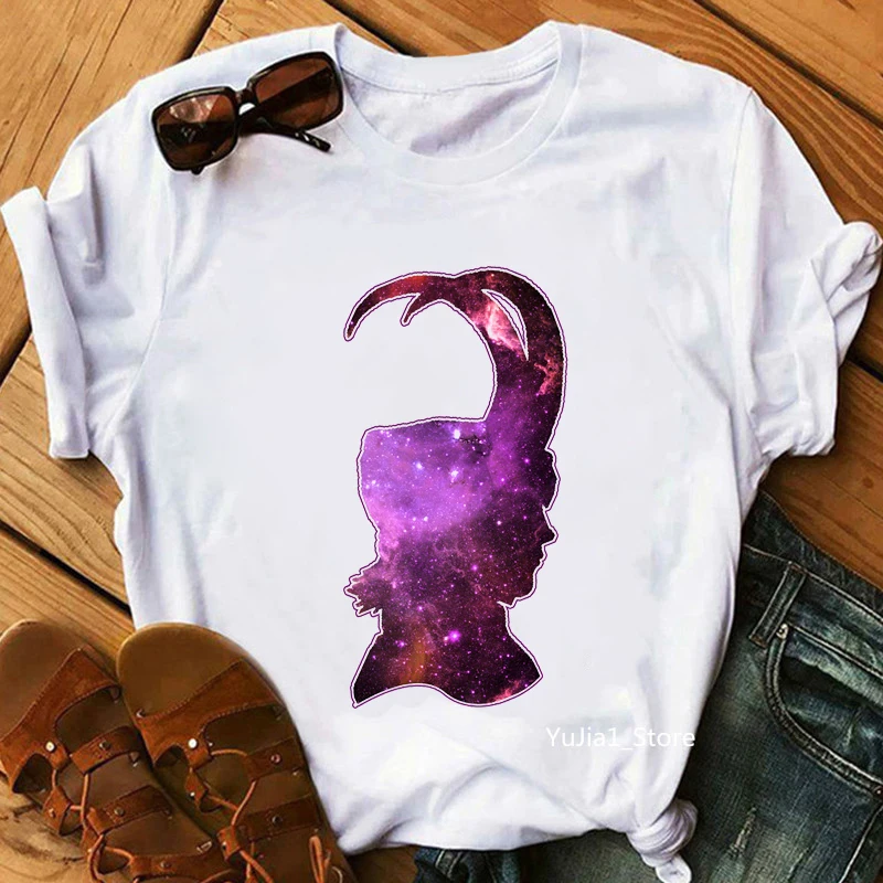 

Watercolor Loki T-Shirt Women'S Clothing God Of Mischief Tshirt Femme Harajuku Shirt White Casual Tee Shirt Female Streetwear