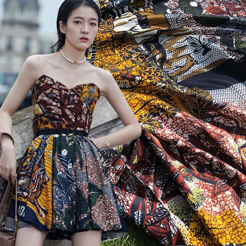 

Коричневая ткань с принтом в виде ветвей, саржевая ткань для платья, модная ткань, дешевая ткань, бесплатная доставка