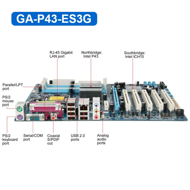 Socket LGA 775 Intel DDR3 Gigabyte GA P43T ES3G 100% оригинальная материнская плата 16G P43 б/у десктопная T