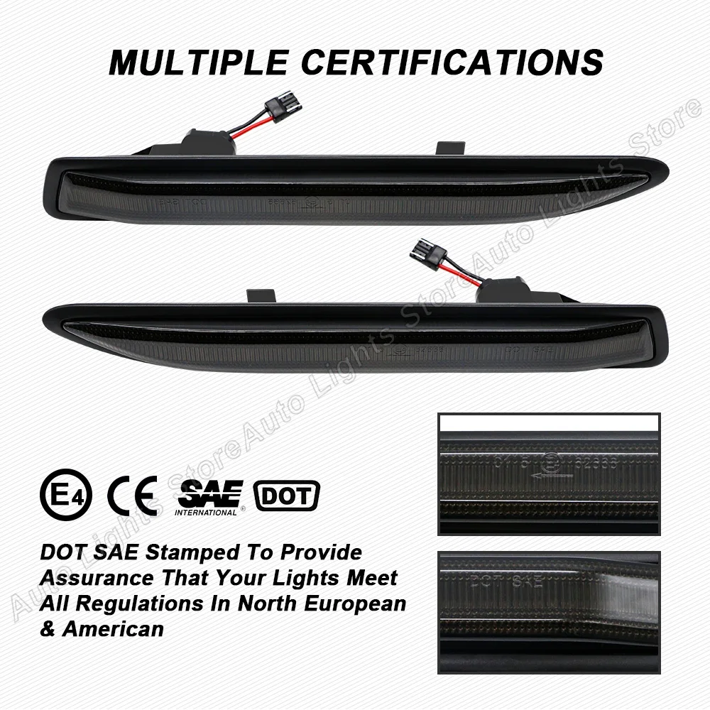 2Pcs For Ford Mondeo Mk4 2007 2008 2009 2010 2011 2012 2013 2014 2015 Dynamic Sequential LED Side Marker Light Turn Signal Lamp |