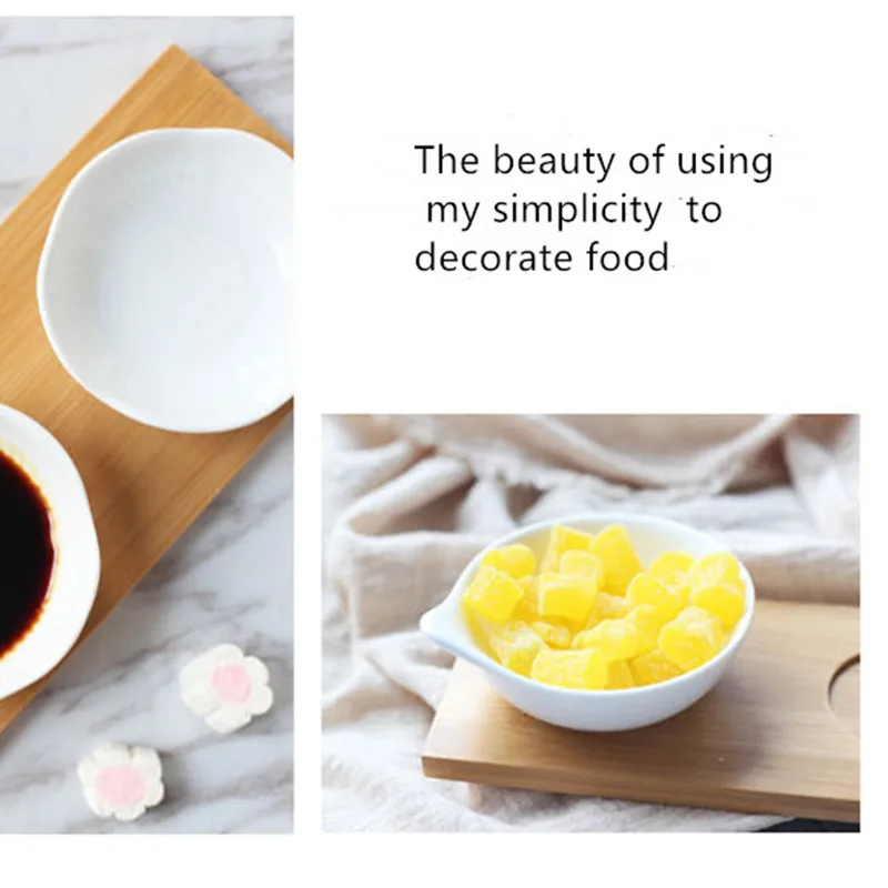 Керамическая тарелка с подносом из бамбука поднос для приправ уксуса соуса блюдо