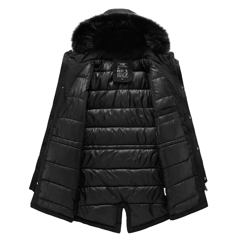 Men Winter Warm Fur Collar Long Thick Cotton Casual Parkas Jacket Coat Men Brand Pockets Outwear Waterproof Jacket Parka Man