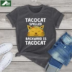 Футболка Kawaii Taco Cat из 100% хлопка, женская одежда, женские футболки с рисунком Tacocat, винтажные топы унисекс, футболки для девочек