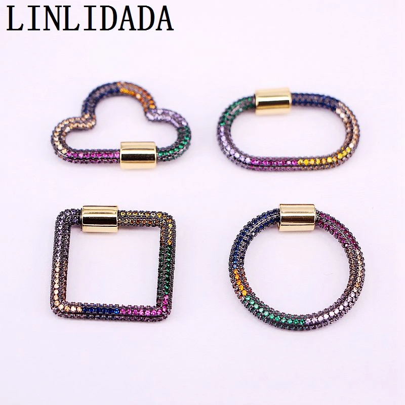 

3 шт. Радуга CZ микро проложить облако/овал/квадрат/круглый замок застежки Цирконий соединитель-карабин застежки для изготовления ожерелья ...