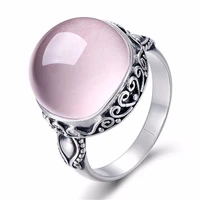 2020 new pink round opal rings for women statement jewelry vintage anillos wholesale moonstone ring accessoies gift dropshipping