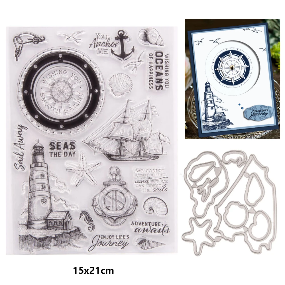 

Boat Lighthouse Stamps and Dies Set Metal Cutting Dies Scrapbooking Craft Dies Cuts DIY Album Stencils Die Template New 2021