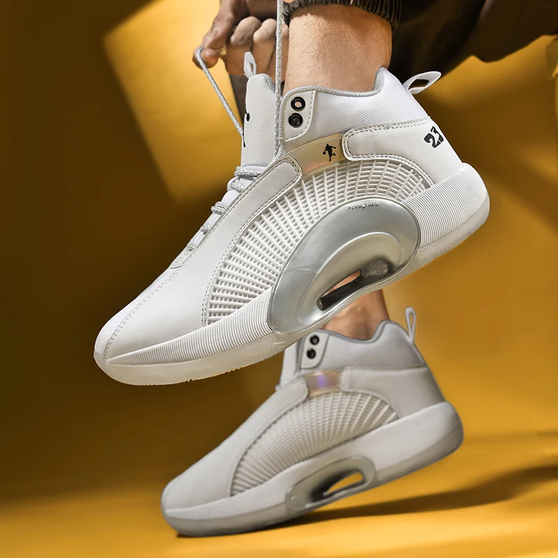 

Men's Sneakers 2021 Summer Mesh Breathable Anti-slip Sport Basketball Shoes High-top Platform Shoes Fashion Student Male Sneaker