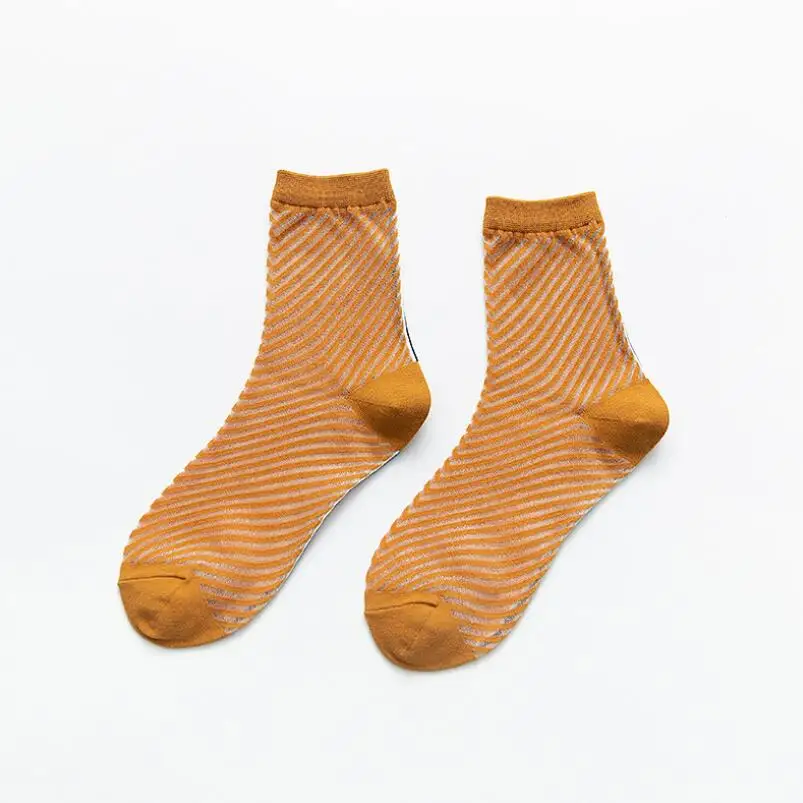 5 Pairs Girls Zebra Printed Thin White Cotton Ankle Socks Fashion Summer Crew Sock Women Glass Transparent Striped Ankle Socks