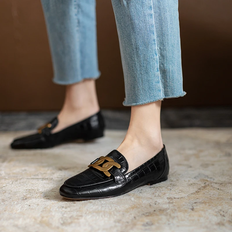 

QZYERAI Women Genuine Leather Kid Suede Square Monks Ladies Shoes Handmade Dress Pumps Party Shoes Womens Shoes