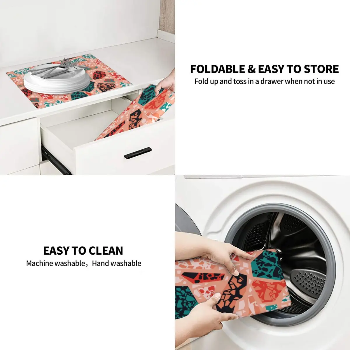 Кухонный коврик для сушки посуды цветной моющийся впитывающий слив 16 х18 дюймов |