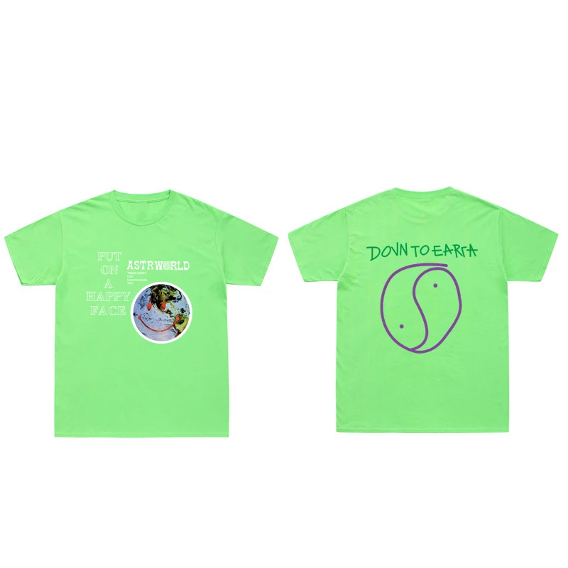 

Travis Scott Tshirts Lollapalooza ASTROWORLD Smiley World T Shirt Men Women Summer Cotton T-Shirt Harajuku Hip Hop Tee Tops