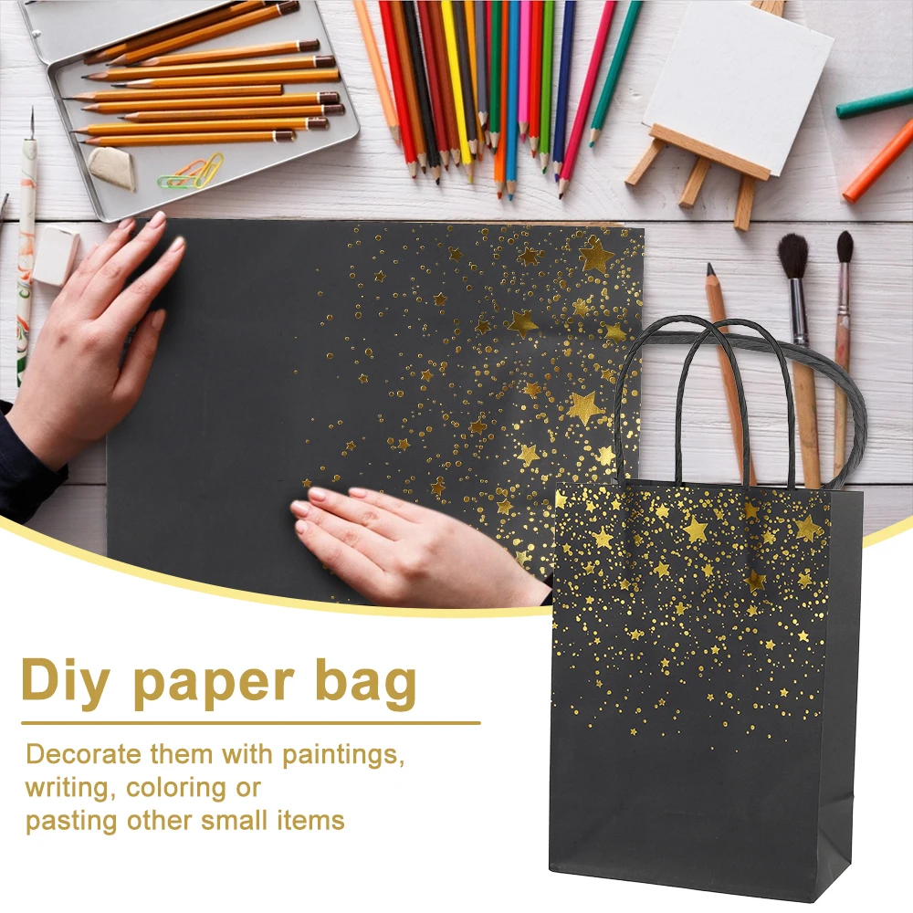 

25pcs Kraft Gift Bag Paper DIY Bags for Christmas Birthday Party Wedding Celebrations Candy Cookie Packaging Bags 15x21x8cm