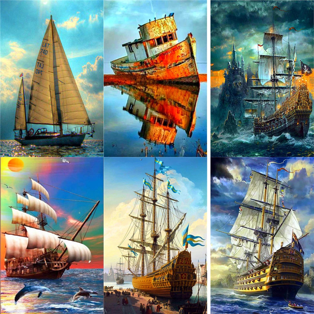 5D алмазная живопись сделай сам вышивка крестиком на морском паруснике полностью