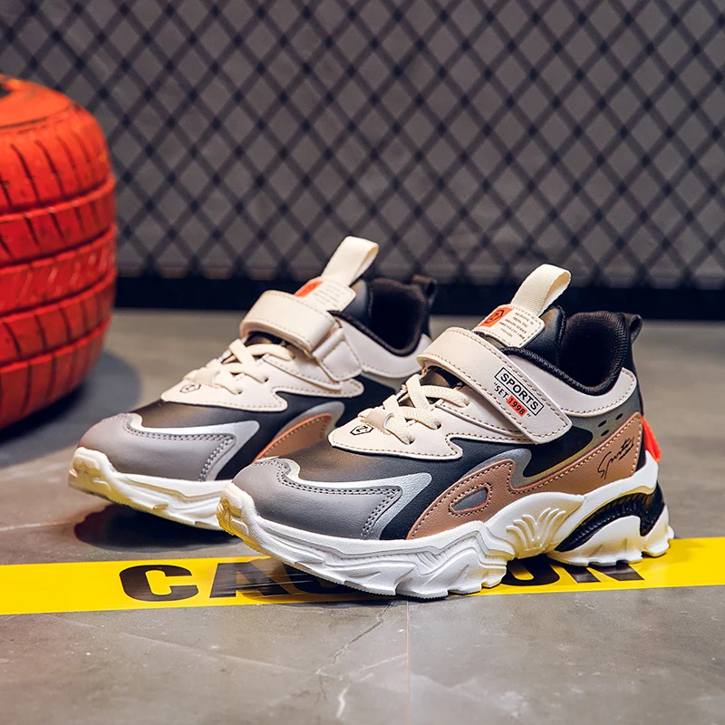 Zapatillas de deporte para ni&ntilde;os, zapatos casuales para ni&ntilde;os, calzado deportivo y para correr, suela antideslizante de EVA de cuero PU colorido a la moda-2