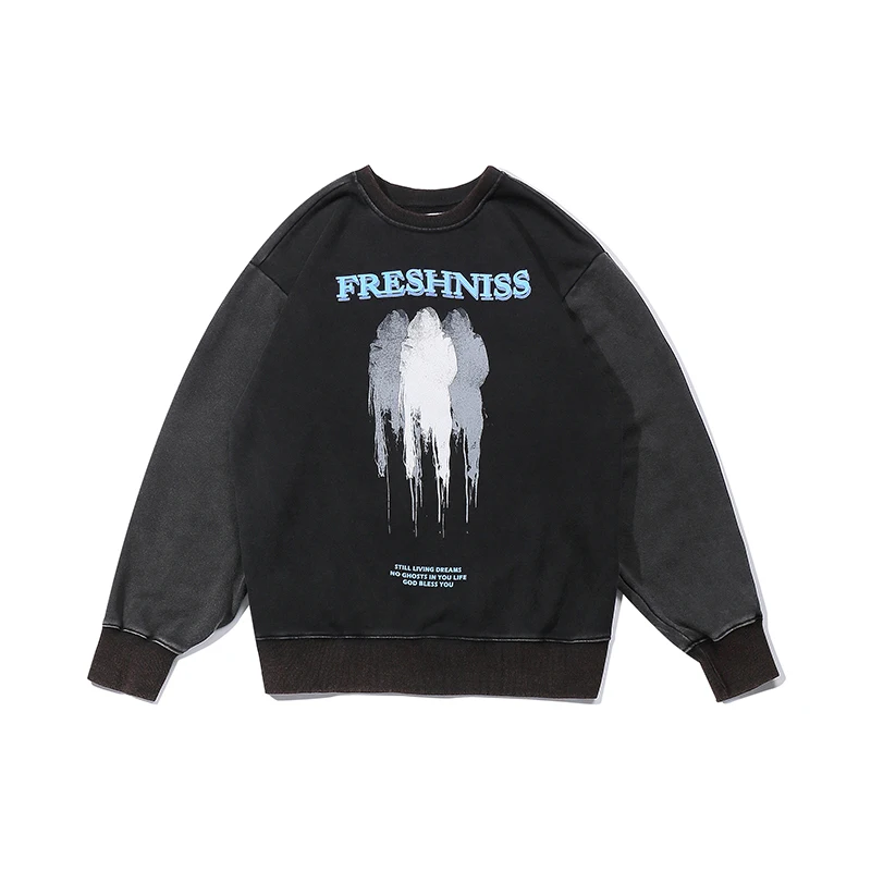 Мужские толстовки в винтажном стиле с забавным принтом хип-хоп уличная одежда