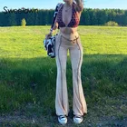 Женские винтажные Брюки-джоггеры цвета хаки с высокой талией