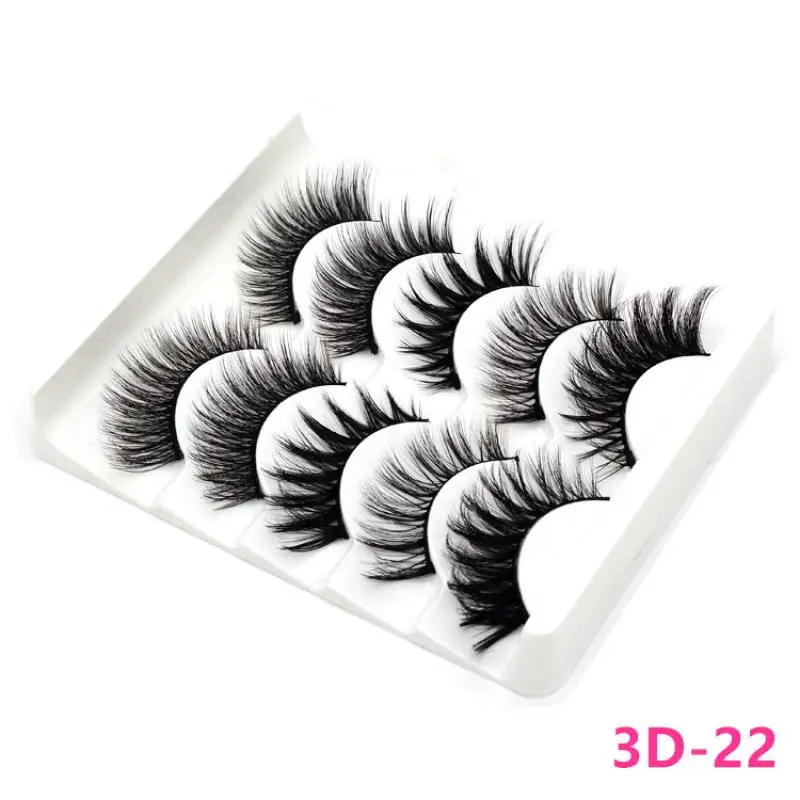 1@# 2021 Sexy 5Pairs 3D Synthetic Hair False Eyelashes Natural/Thick Long Eye Lashes Wispy Makeup Beauty Extension Tools 3D-22 | Красота и
