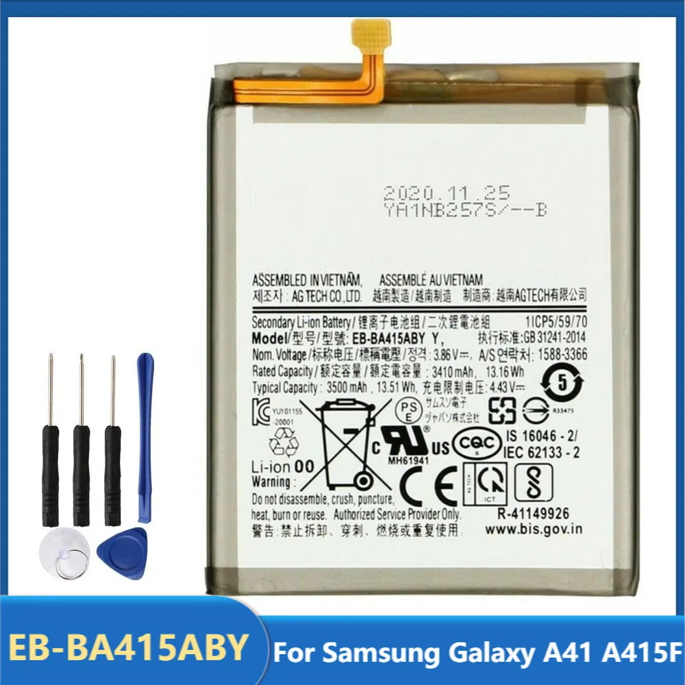 

Original Replacement Phone Battery EB-BA415ABY For Samsung Galaxy A41 A415F Rechargable Batteries 3500mAh With Free Tools