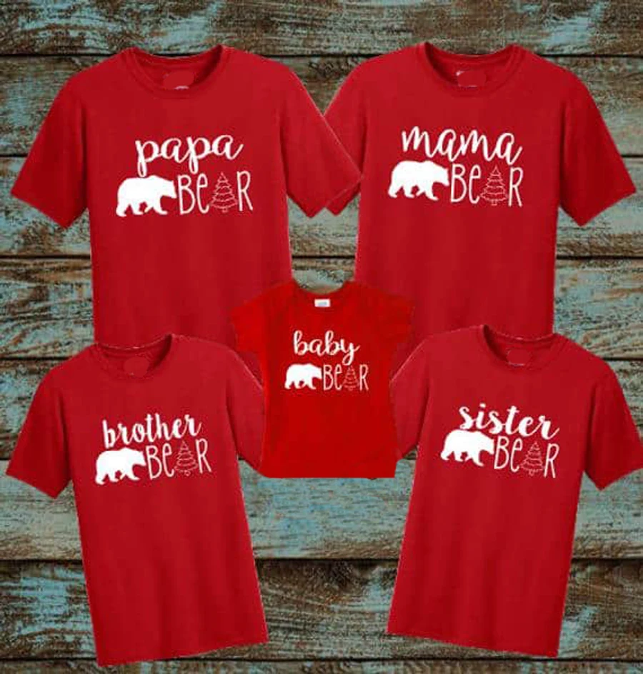 

Papa , Mama , Brothers and Sisters Bear T-Shirt Family Matching Outfits Gift Mom and Dad and Baby Bear Family Christmas T-shirt