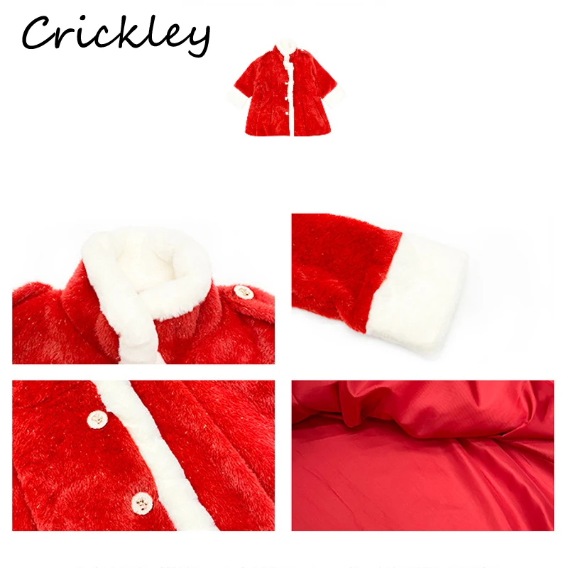 

Winter Faux Fur Princess Girls Coats Warm Plush Thicken Kids Outerwear Fashion Red Turn Down Collar Toddler Children Clothes