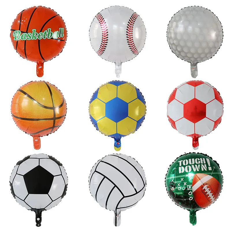 

50 шт., фольгированные воздушные шары 18 дюймов для баскетбола, волейбола, футбола, бейсбола, гелиевые шары для мальчиков, украшения для дня ро...