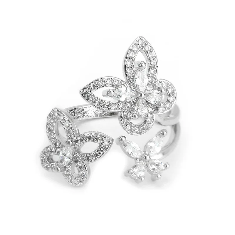 

S925 Sterling Silver Color Bowknot Shape Jewelry Real 1 Carat Diamond Ring for Women Fine Bizuteria 925 Jewelry Gemstone Rings