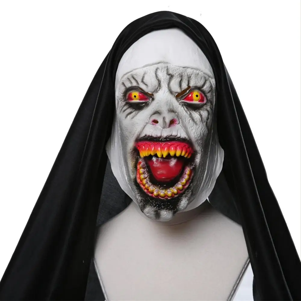 Маска конкурринга 2 монахини для Хэллоуина страшная Женская гримаса реквизит