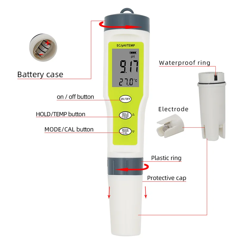 Профессиональный Цифровой тест воды er 4 в 1/3 в 1 тест EC/TDS/PH/TEMP контроль качества воды тест er комплект для бассейнов питьевой воды