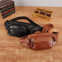 abqp large capacity travel fanny pack for women designers leather female waist bag zipper pocket girls chest bag
