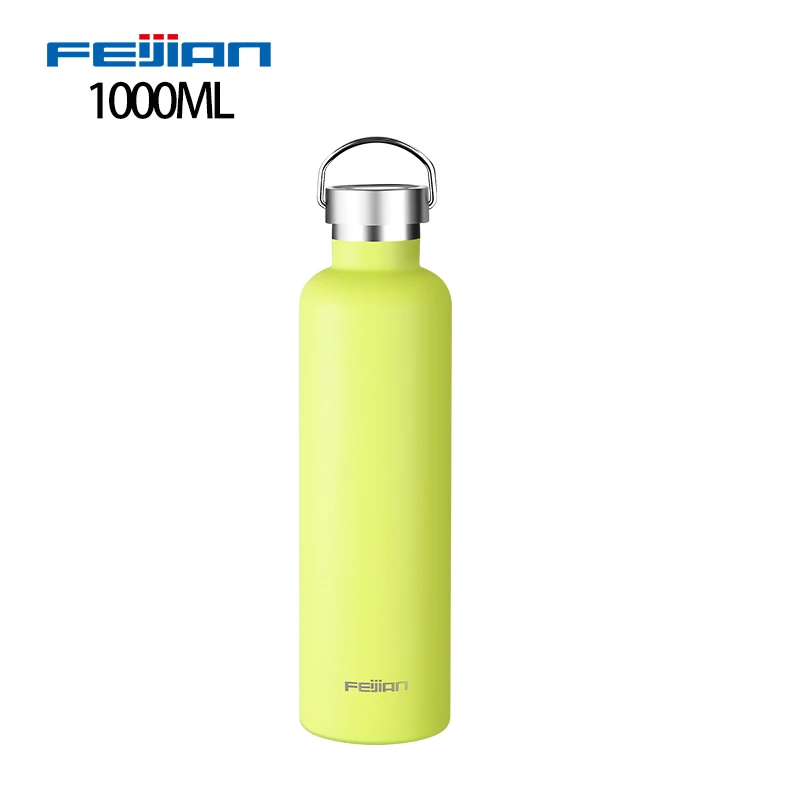 1000ml only bottle FEIJIAN термос из нержавеющей стали с двойными стенками, термос с вакуумной изоляцией, герметичная Спортивная бутылка для воды, Стандартный рот - Цвет: 1000ml only bottle