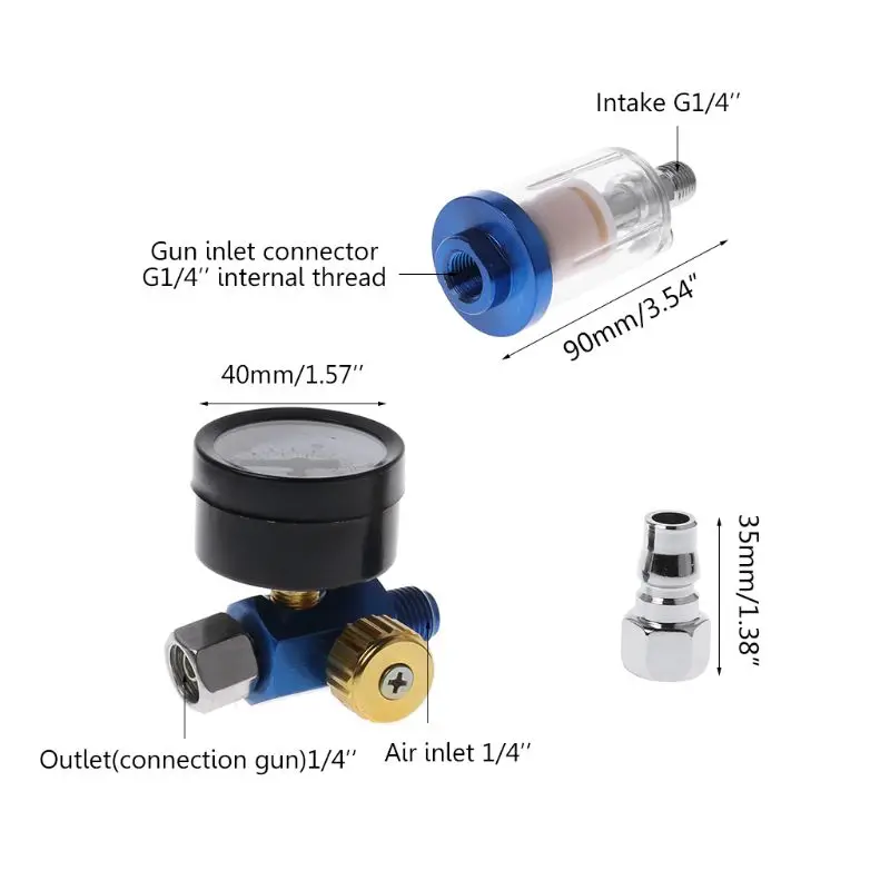 

Spray Paint Air Regulator Gauge & In-line Air Oil Water Separator Filter Kit