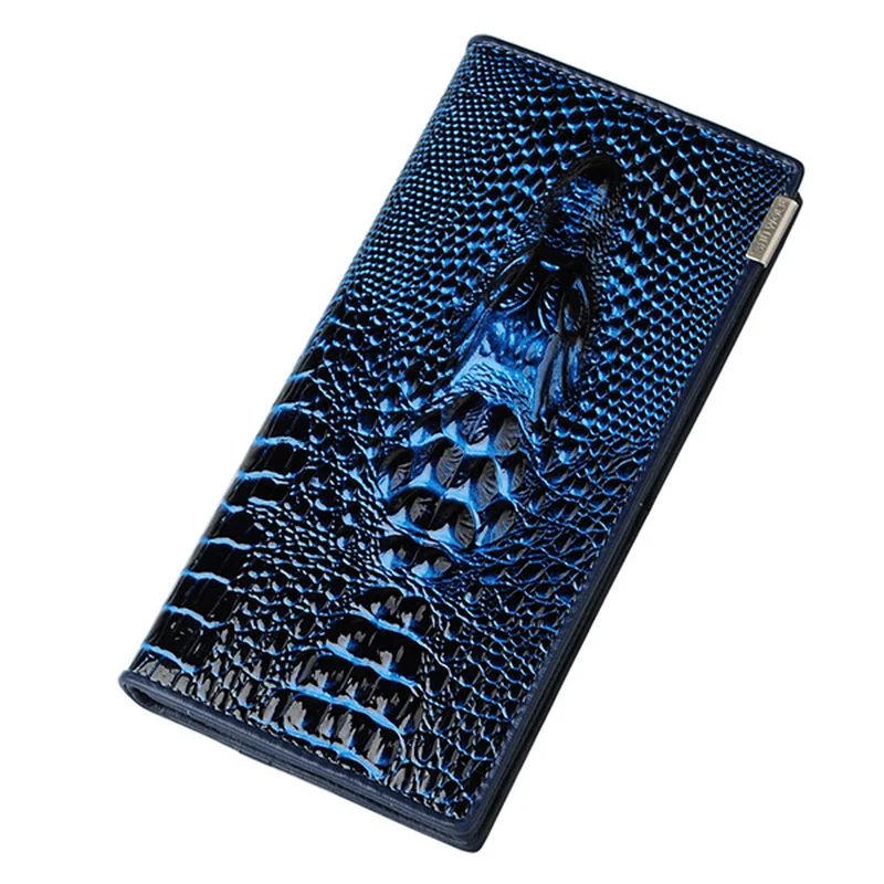 

Unistyle Women Wallet Hasp Coin Purses Holders Brand Genuine Leather 3D Embossing Ladies Crocodile Long Clutch Wallets