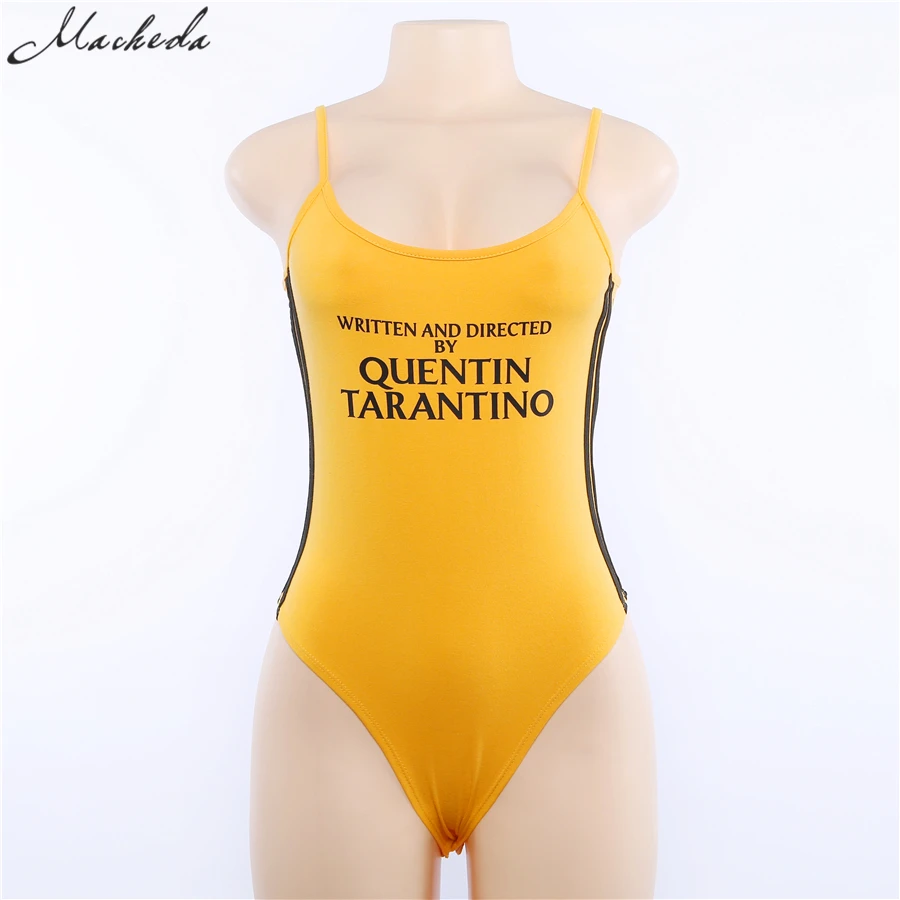 Женский модный летний хлопковый боди облегающий комбинезон желтого цвета с