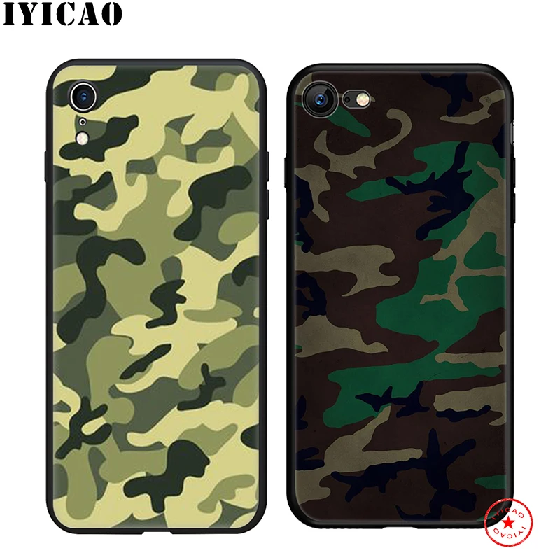IYICAO мягкий чехол для телефона с камуфляжным узором iPhone 11 Pro XR X XS Max 6 6S 7 8 Plus 5 5S SE