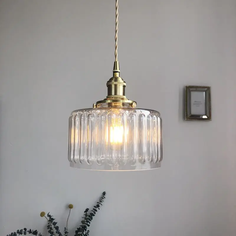 

Nordic Retro Pendant Light Lamp Glass Design Decor LED Hanging Light Fixture Bedroom Modern Copper Japanese Luminaire Suspension