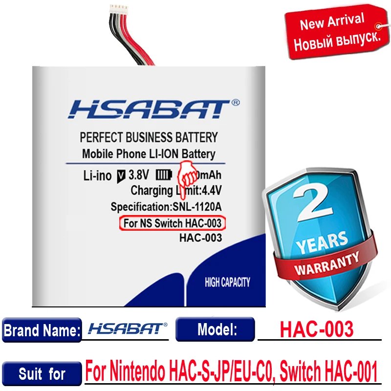 Аккумулятор HSABAT 0 Cycle для Nintendo аккумулятор HAC 003/HAC S JP переключатель высокое