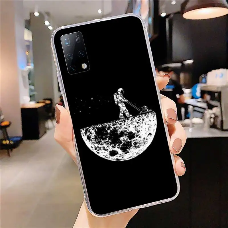 

Funny Astronaut Phone Case for Samsung Galaxy S20 S10 Plus A21S A51 A71 Clear Cover Note 20 Ultra Lite Fundas Coque